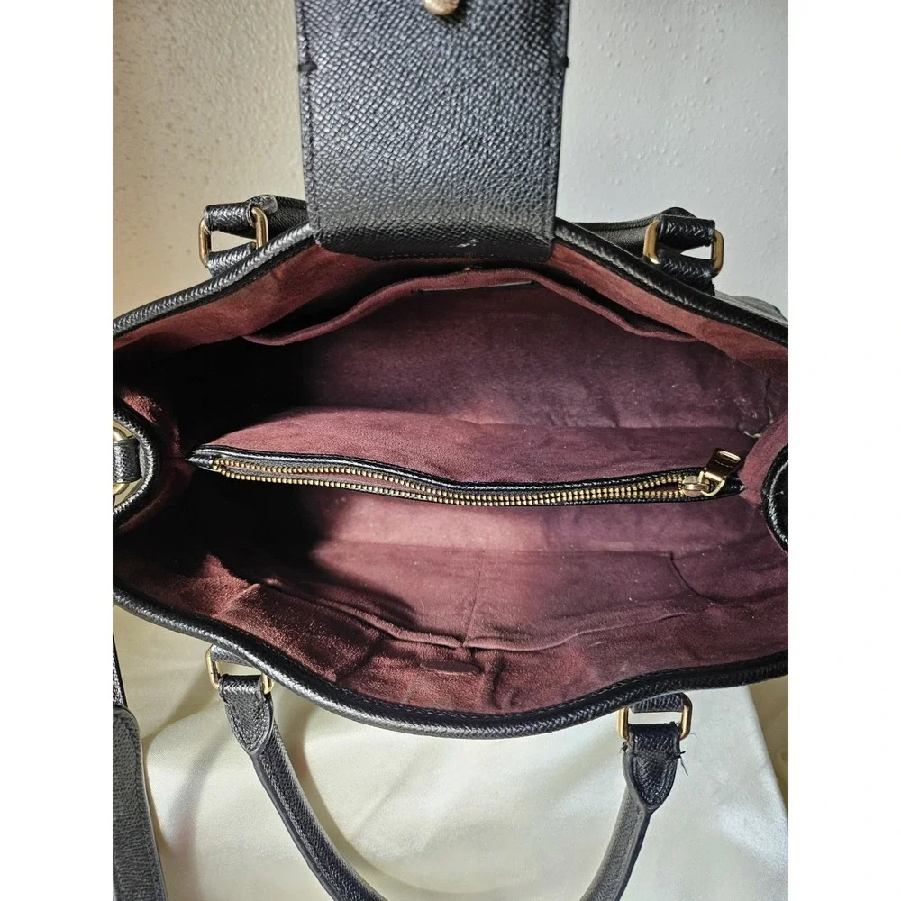 COACH Crossgrain‎ Leather Margot Carryall Purse/Satchel Black